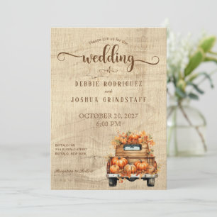Rustique Automne Faire-part de mariage Camion Auto