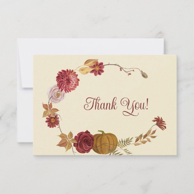 Rustique Automne Floral Citrouille plié Carte de r (Devant)