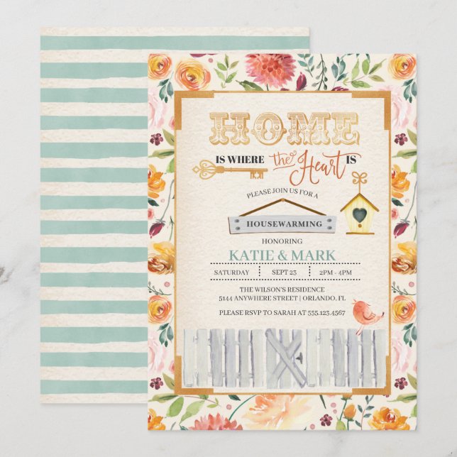 Rustique Automne Floral Invitation au réchauffemen (Devant / Derrière)