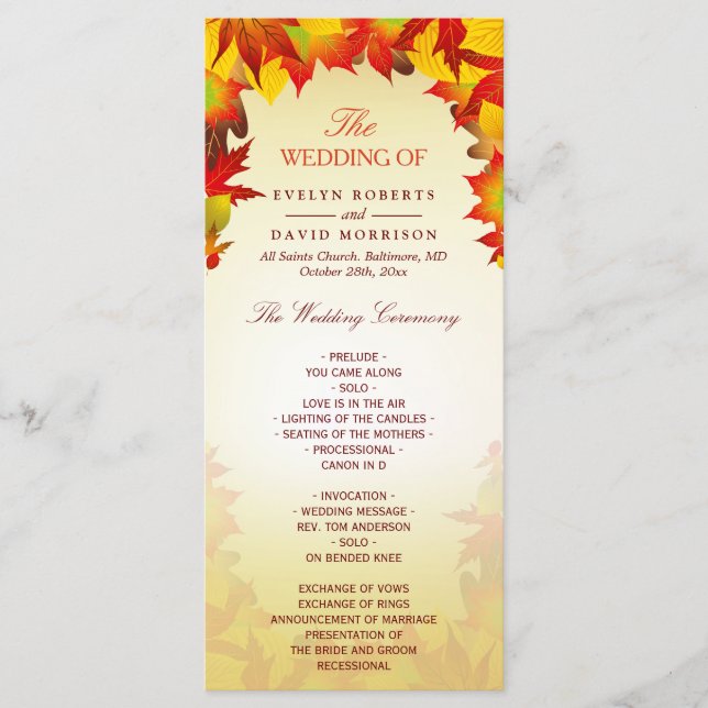 Rustique Automne Gold Red Fall Leaves Programme de (Devant)