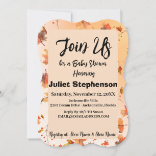 Rustique Automne Thème Baby shower plat Invitation