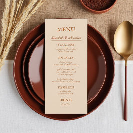 Rustique Beige Terra Cotta Automne Menu Mariage