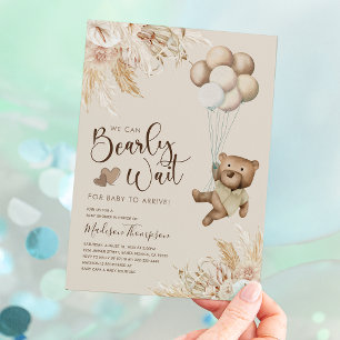 Rustique Boho Teddy Bear Baby shower Invitation