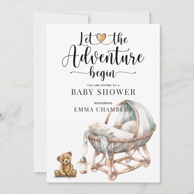 Rustique Boho Wood Crib Boy Baby shower Invitation (Devant)