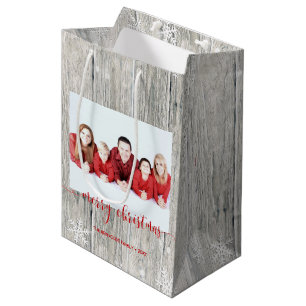 Rustique Bois Joyeux Noël Photo Moyen Cadeau Sac