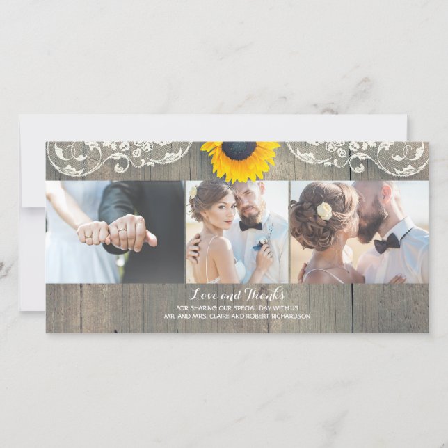 Rustique Bois Pays Grange Tournesol dentelle Merci (Devant)