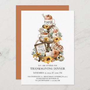 Rustique Bois Thanksgiving Dîner Invitation