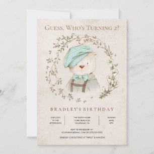 Rustique Botanique Teddy Bear Invitation Anniversa
