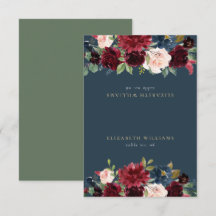 Rustique Bourgogne & Marine Bleu Nom d'hôte Carte 