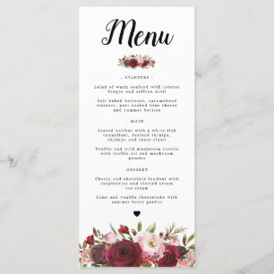 Rustique Bourgogne Marsala Blush Menu Mariage