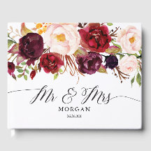 Rustique Bourgogne Marsala Mariage livre d'hôtes