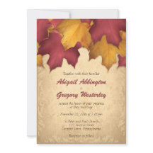 Rustique Bourgogne Or Automne Mariage Invitations