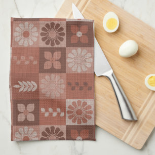 Rustique Brown Burlap Fleurs Feuille serviette de