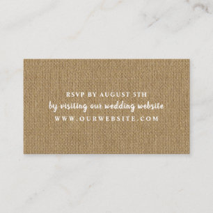 Rustique Burlap carte de site rsvp