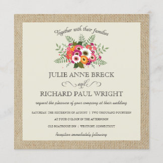 Rustique Burlap Élégante invitation de mariage