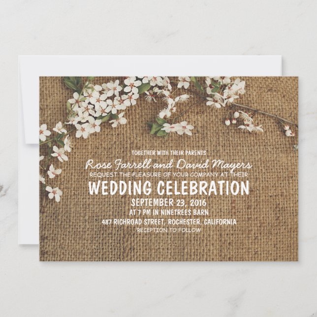 Rustique Burlap Garden Invitation de mariage (Devant)
