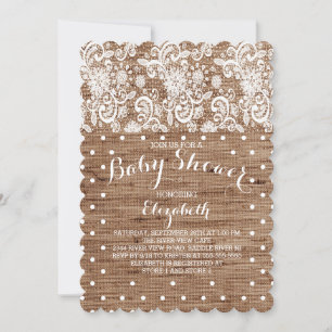 Rustique Burlap Lace Baby shower neutre Invitation