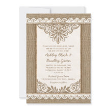 Rustique Burlap Lace Twine Bow Faire-part de maria