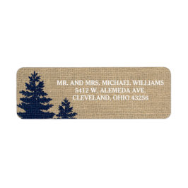 Rustique Burlap Pine Trees Étiquettes de mariage d