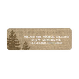 Rustique Burlap Pine Trees Étiquettes de mariage d