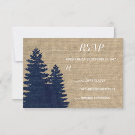 Rustique Burlap Pine Trees Mariage d'hiver RSVP