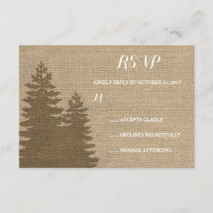 Rustique Burlap Pine Trees Mariage d'hiver RSVP