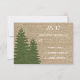 Rustique Burlap Pine Trees Mariage d'hiver RSVP