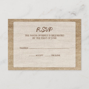 Rustique Burlap Wedding RSVP Response Card