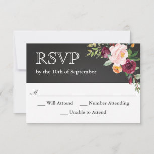 Rustique Chalkboard Floral Wedding RSVP