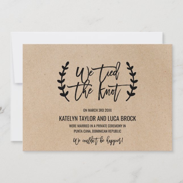 Rustique Chic Faux Kraft Elopement Faire-part (Devant)