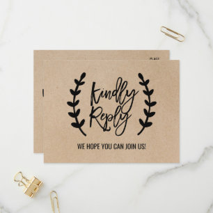 Rustique Chic Faux Kraft Menu Choix Carte postale 