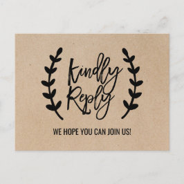 Rustique Chic Faux Kraft Menu Choix Carte postale 