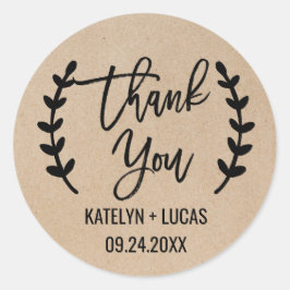 Rustique Chic Merci Mariage Favoriser Stickers