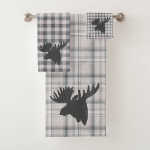 Rustique Cosy Ferme Plaid Moose Silhouette Bain