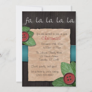 Rustique Country Fa La La La La Noël Invitation