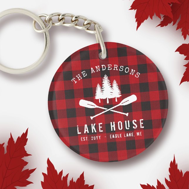 Rustique Country Lake House Tree Red Buffalo Plaid (Créateur téléchargé)