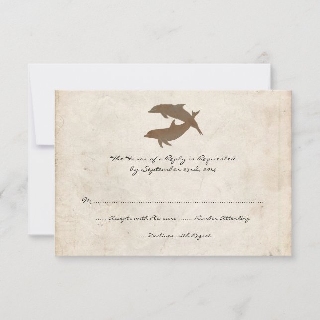 Rustique Dolphins Plage Mariage Invitation RSVP ca (Devant)