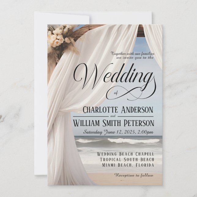 Rustique Elegant Beach Wedding Invitation (Devant)