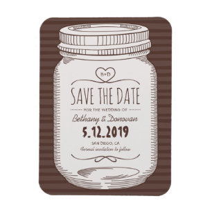 Rustique Enregistrer la date Magnet Pays Mason Jar