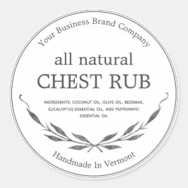 Rustique Eucalyptus Camphre Rub Balm Étiquette pro