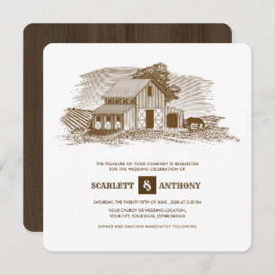 rustique Ferme Invitations de mariage en bois