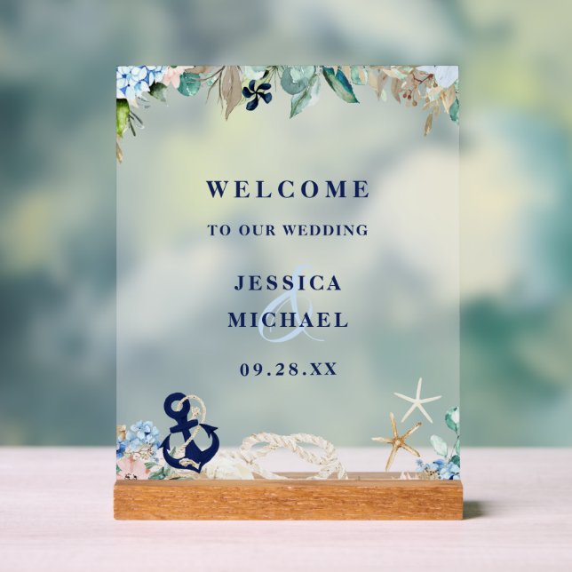 Rustique Floral Ancre Beach Mariage Bienvenue (Neutre)
