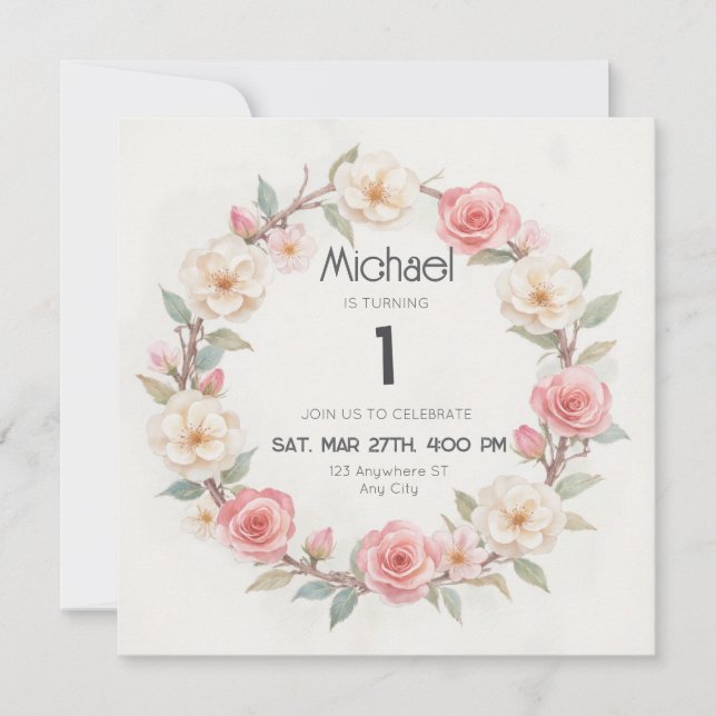 Rustique Floral Botanical Invitation Anniversaire  (Devant)