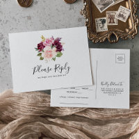 Rustique Floral Botanique Menu Choix Carte Postale