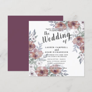 Rustique Floral Brûlé Orange Faire-part de mariage