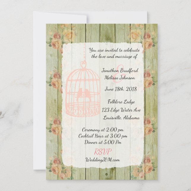 Rustique Floral Chic Floral Invitations de mariage (Devant)