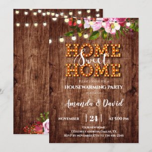 Rustique Floral Home Sweet Home Fête Invitation