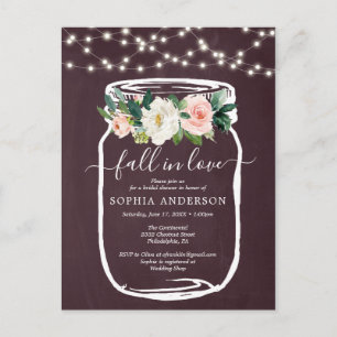 Rustique Floral Mason Jar Invitation Fête des mari