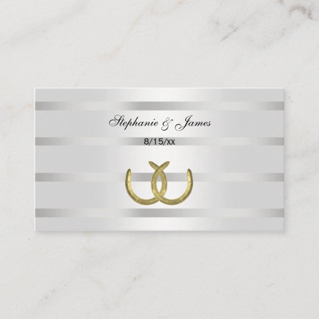 Rustique Golden Horseshoes Argent Wht Place Cartes (Devant)