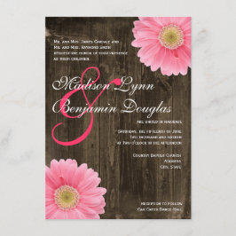 Rustique Grange Bois rose marguerite Invitations
